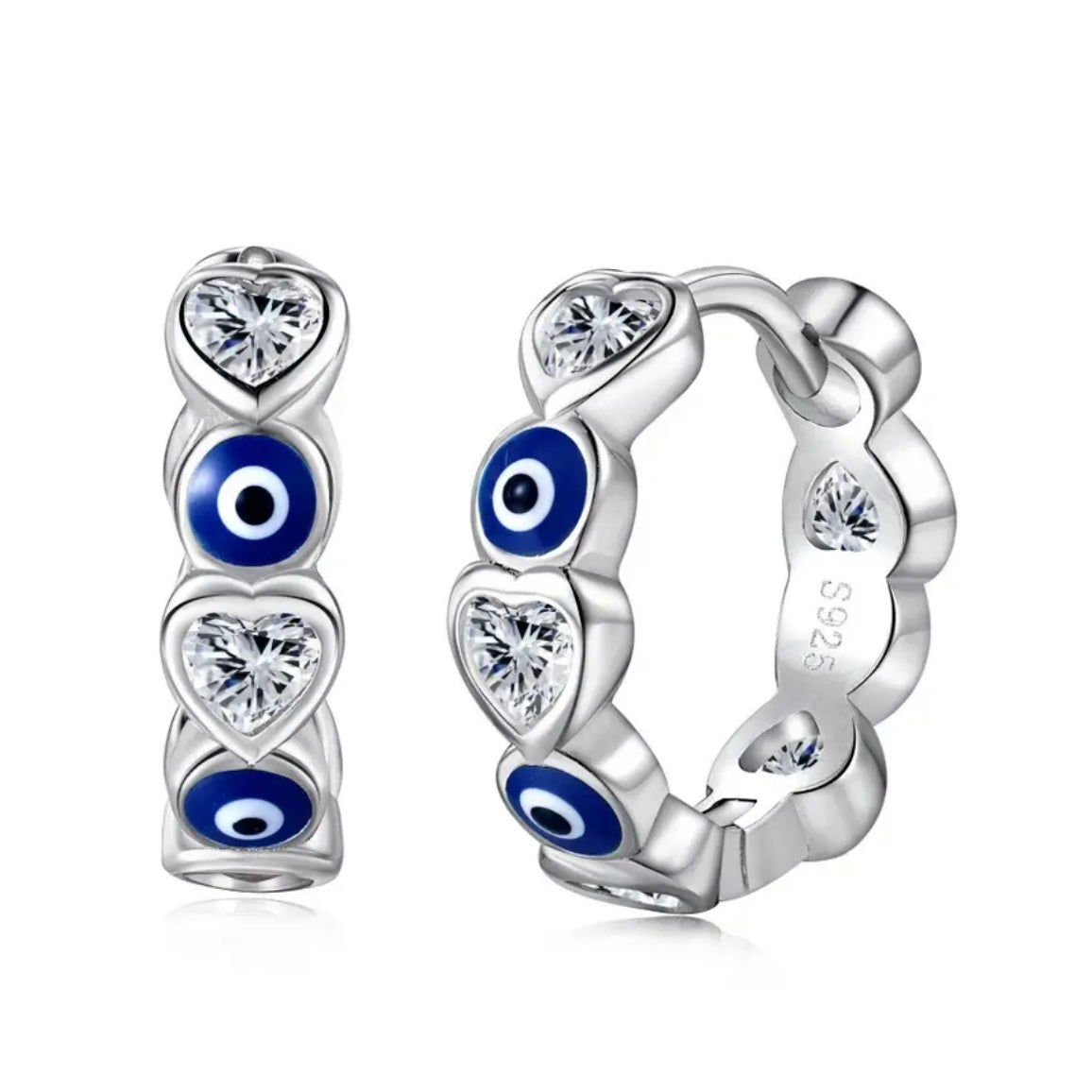 EVIL EYE & STONE HOOPS