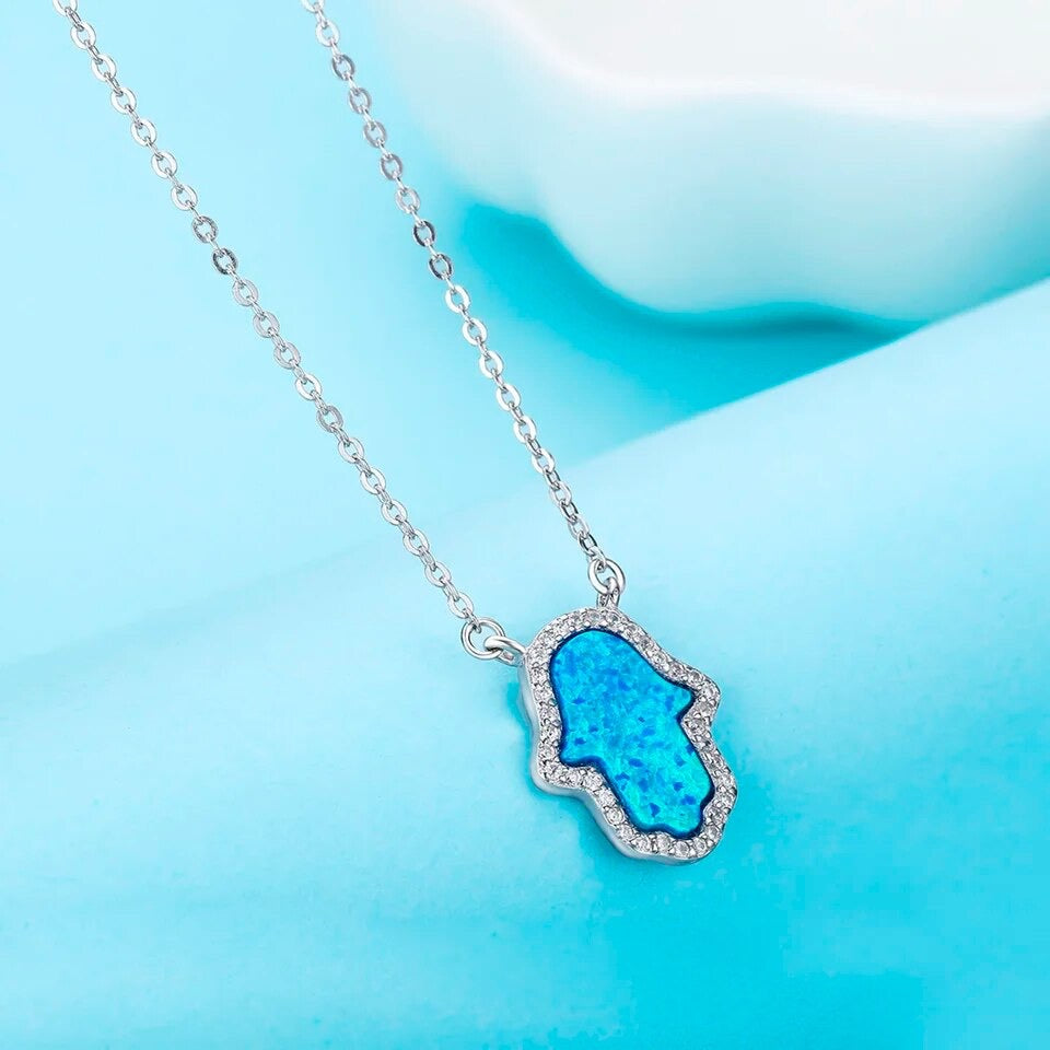 OPAL HAMSA NECKLACE